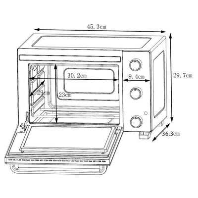 CONTINENTAL EDISON CEMF22B - Miniforno elettrico 22L nero - 1300W - Girarrosto, Convezione naturale