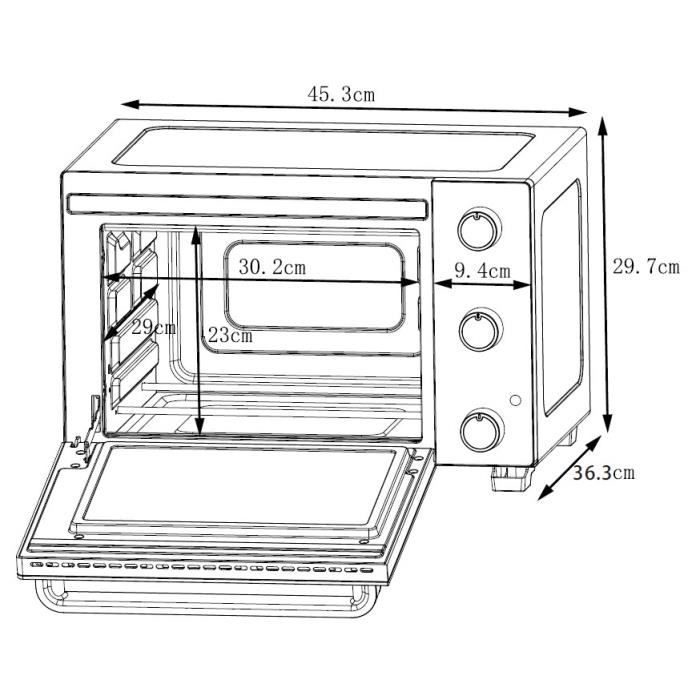 CONTINENTAL EDISON CEMF22B - Miniforno elettrico 22L nero - 1300W - Girarrosto, Convezione naturale
