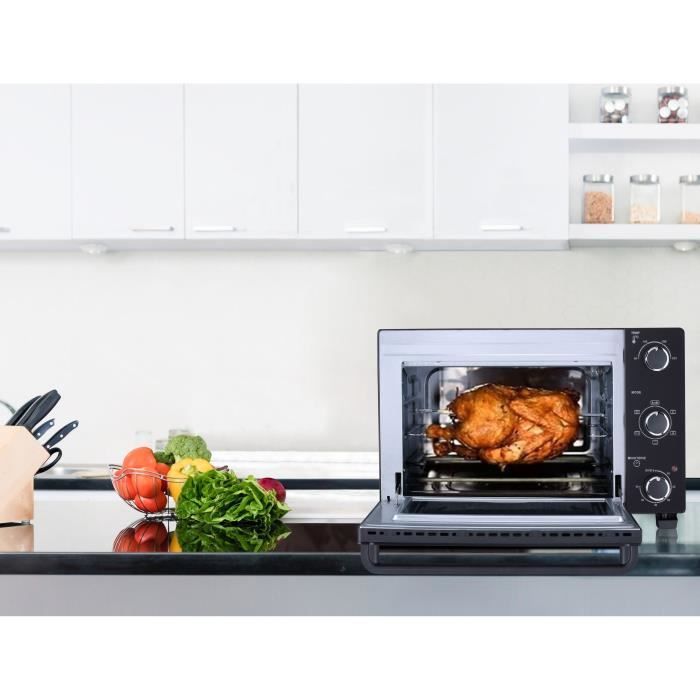 CONTINENTAL EDISON CEMF35B4 - Miniforno elettrico 35L nero - 1500W - Girarrosto, Convezione naturale