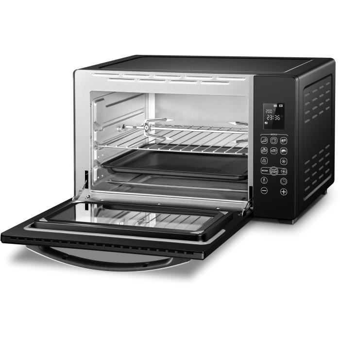 CONTINENTAL EDISON CEMF45DIG - Miniforno elettrico 45L nero - 2000W - Girarrosto, Convezione naturale