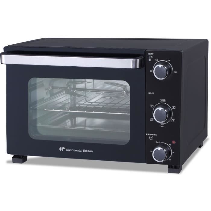 CONTINENTAL EDISON CEMF46B3 - Miniforno elettrico 46L nero - 1800W - Girarrosto, Convezione naturale