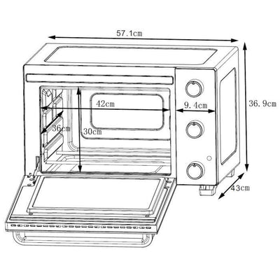 CONTINENTAL EDISON CEMF46B3 - Miniforno elettrico 46L nero - 1800W - Girarrosto, Convezione naturale