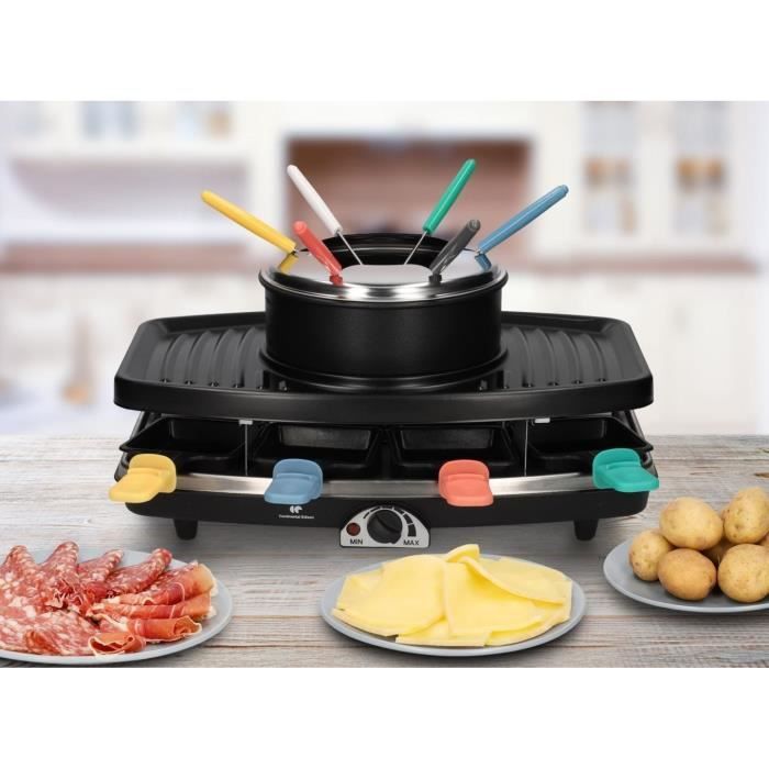 Continental Edison FD12881 RACLETTE E FONDUE 8 PERSONE - NERO