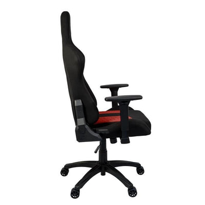 CORSAIR - Sedia da ufficio - Poltrona da gaming - TC100 RELAXED - Tessuto - Ergonomica - Braccioli regolabili - Nero/Rosso (CF-9900014-WW)
