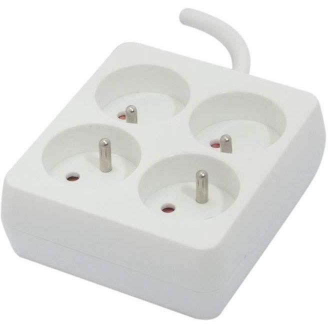 CHACON Blocco quadrato 4 x 16 A con cavo da 1,5 m - Bianco