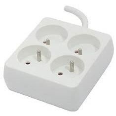 CHACON Blocco quadrato 4 x 16 A con cavo da 1,5 m - Bianco