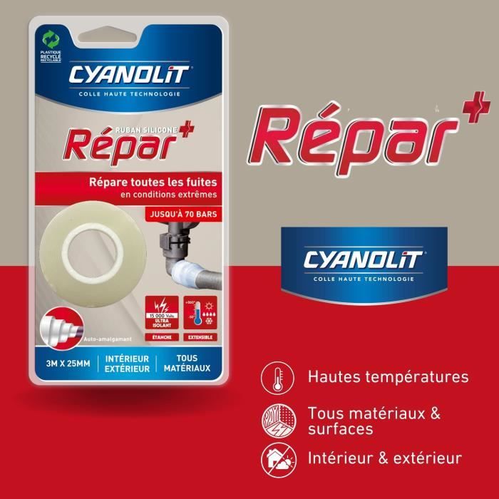 Nastro adesivo - CYANOLIT - Nastro in silicone - Autoagglomerante - Impermeabile - Resistente alle temperature estreme