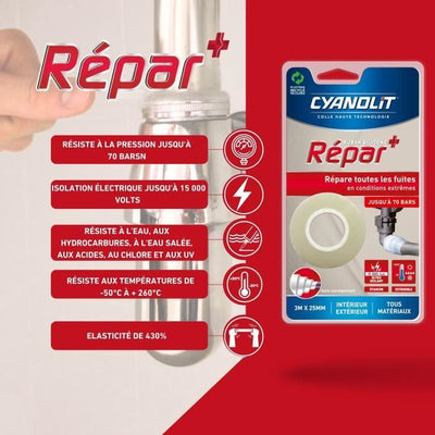 Nastro adesivo - CYANOLIT - Nastro in silicone - Autoagglomerante - Impermeabile - Resistente alle temperature estreme
