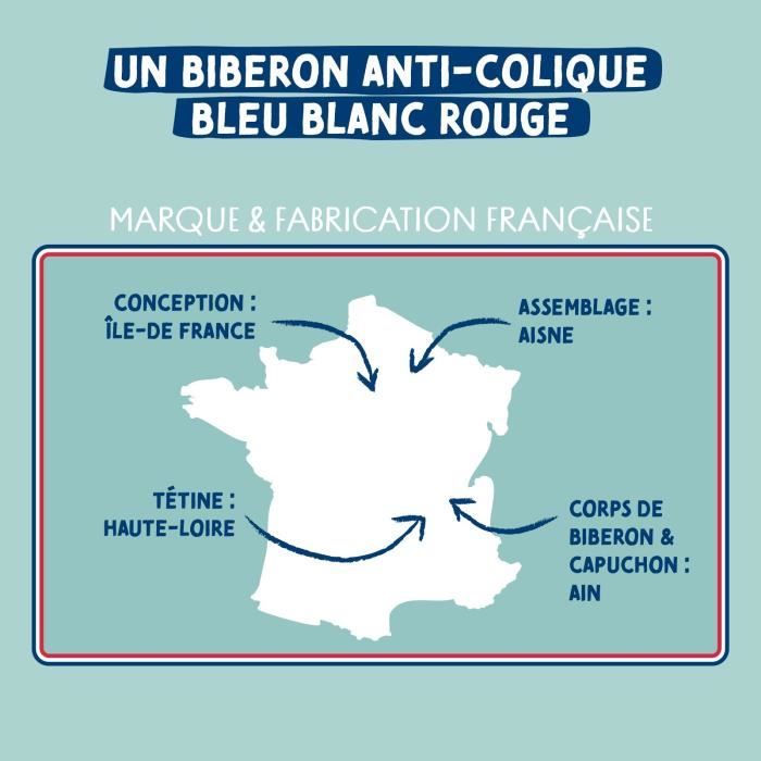 Confezione da 3 biberon - DODIE - EB19 - 270 ml - Tettarella piatta - Verde