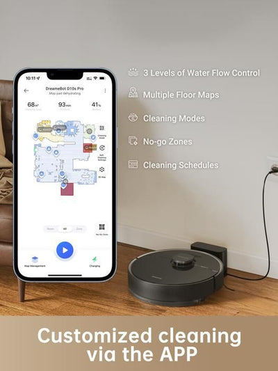 DreamE D10S Pro Robot Vacum and Washer con azione IA - Autonomia 280 min - Potenza di aspirazione: 5000 PA
