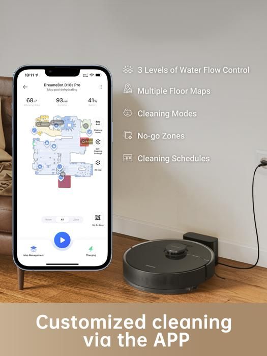 DreamE D10S Pro Robot Vacum and Washer con azione IA - Autonomia 280 min - Potenza di aspirazione: 5000 PA