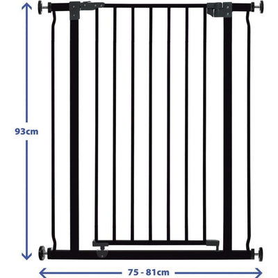 DREAMBABY Cancelletto di sicurezza Extra High LIBERTY - A pressione - L 75/81 x H 93 cm - Nero