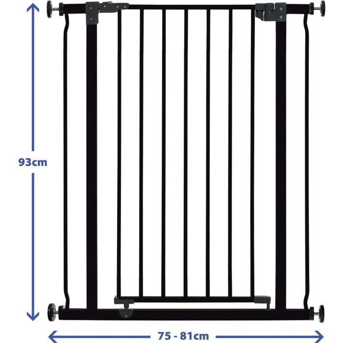 DREAMBABY Cancelletto di sicurezza Extra High LIBERTY - A pressione - L 75/81 x H 93 cm - Nero