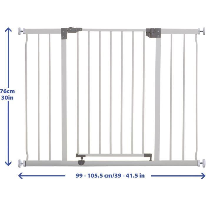 DREAMBABY Cancelletto di sicurezza Extra large LIBERTY - A pressione - L 99/105.5 x H 75 cm - Bianco