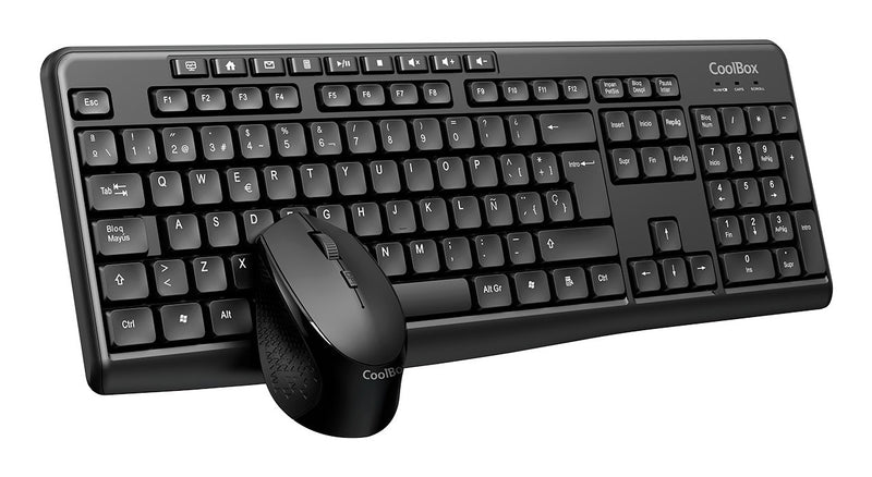 CoolBox COO-KTR-03W tastiera Mouse incluso Casa/ufficio RF Wireless QWERTY Spagnolo Nero