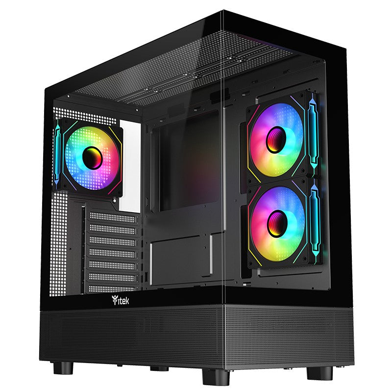 Itek Case Showbui 42B, Gaming Tower, Atx, 3X12Cm Argb Fan, 2Xusb3, Type-C, Side Front Panel Temp G