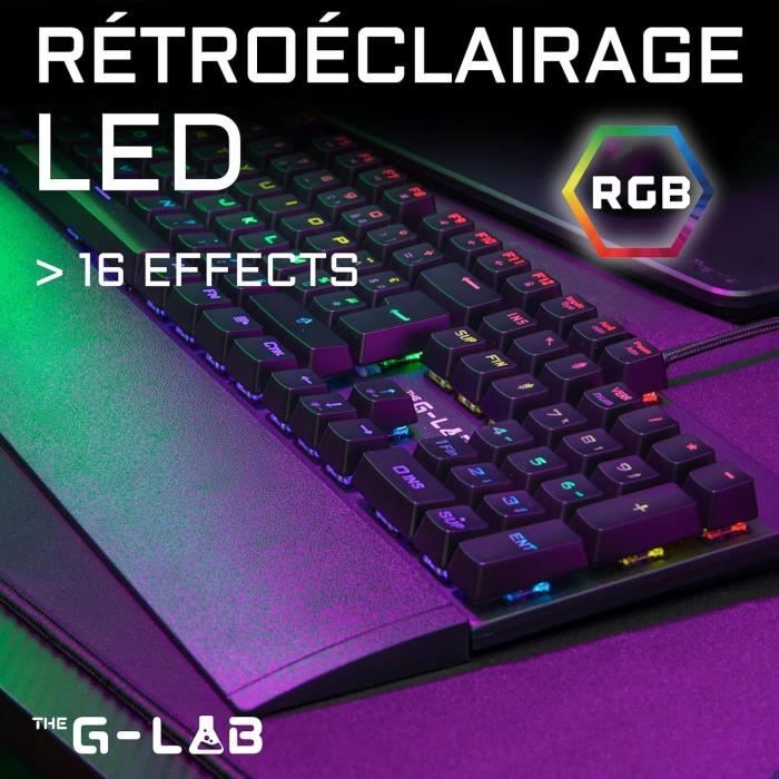 Tastiera da gioco meccanica - THE G-LAB - KEYZ -CARBON -EX/FR - Retroilluminata - Interruttore blu - Poggiapolsi - FR
