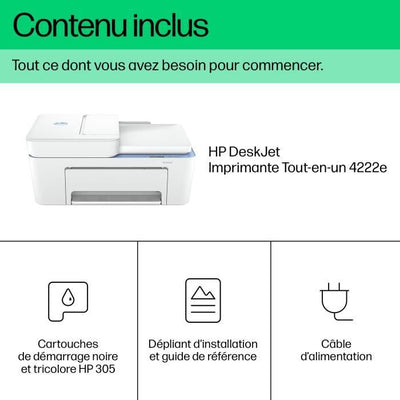 Stampante All-in-One HP Deskjet 4222e Color Inkjet Copy Scan - 3 mesi di inchiostro istantaneo inclusi con HP+