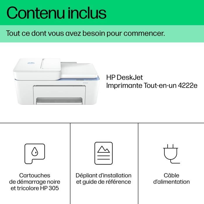 Stampante All-in-One HP Deskjet 4222e Color Inkjet Copy Scan - 3 mesi di inchiostro istantaneo inclusi con HP+