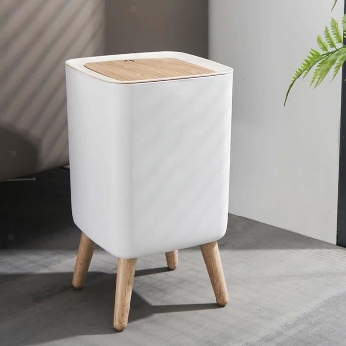 Pattumiera da bagno da terra con spinta - MALMO SQUARE - KITCHEN MOVE - 10L - Legno design