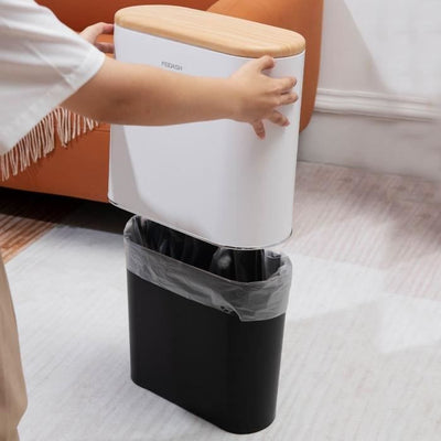 Pattumiera da bagno a spinta stretta - ALDO - KITCHEN MOVE - 10 L - Legno