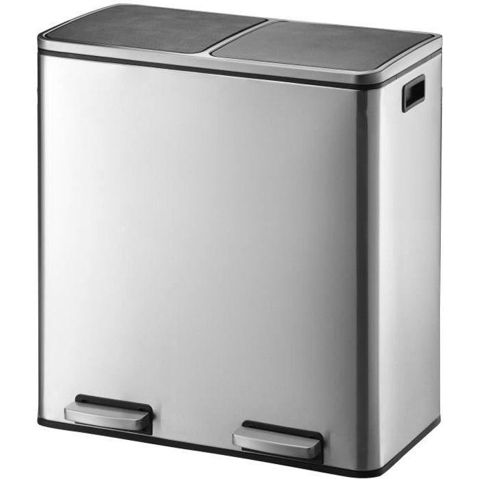 KITCHEN MOVE Pattumiera da cucina con pedale selezione selettiva - Acciaio 60L (30 + 30) MAJOR