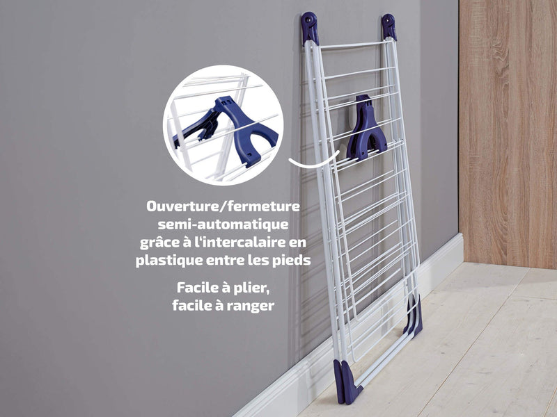 LEIFHEIT 81408 Essiccatore su piedini di apertura a chiusura semiautomatica 20 metri CLASSIC 200 Flex bianco e blu