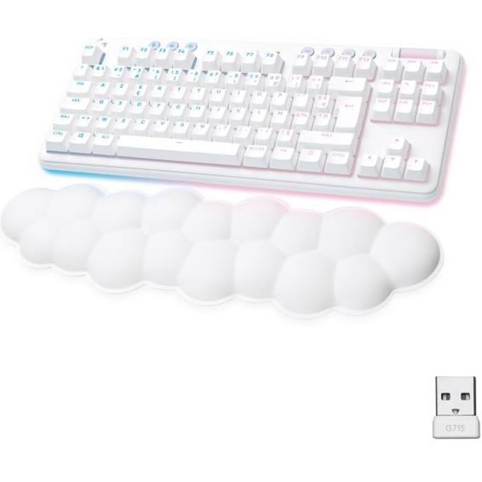 Logitech G - Tastiera da gioco - G715 Linear Wireless Mechanical (GX Red) con poggiapolsi - White Mist