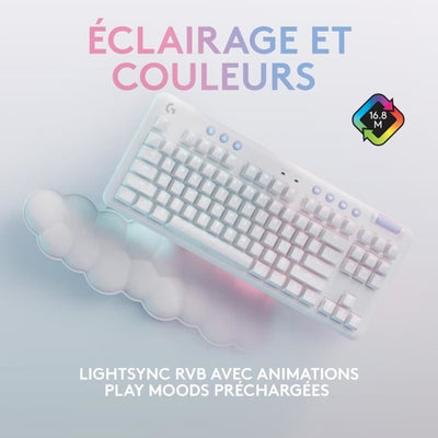 Logitech G - Tastiera da gioco - G715 Linear Wireless Mechanical (GX Red) con poggiapolsi - White Mist