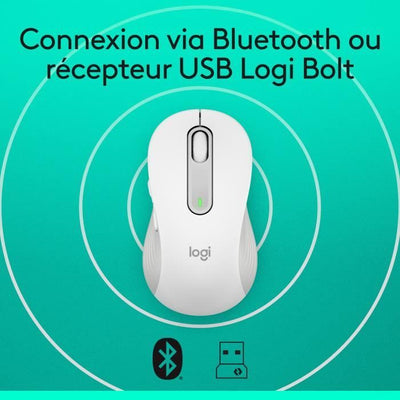 Mouse wireless Logitech Signature M650 - Silenzioso, Bluetooth, pulsanti programmabili - Bianco