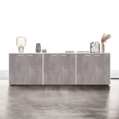 Contenitore ufficio con struttura colore grigio e ante battenti in melaminico cm. 270x43x87h