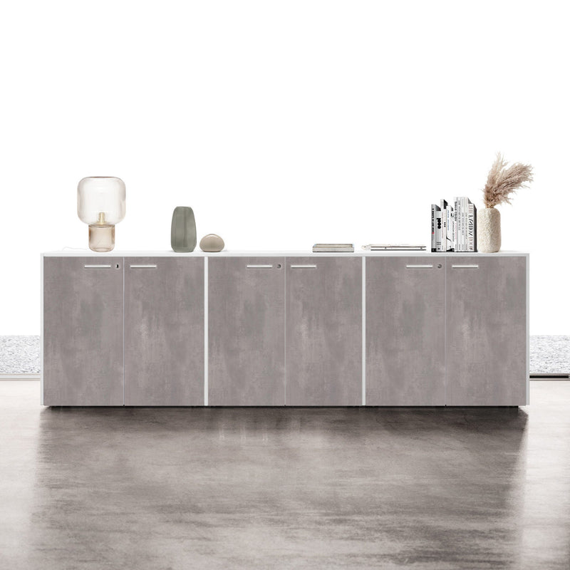 Contenitore ufficio con struttura colore grigio e ante battenti in melaminico cm. 270x43x87h