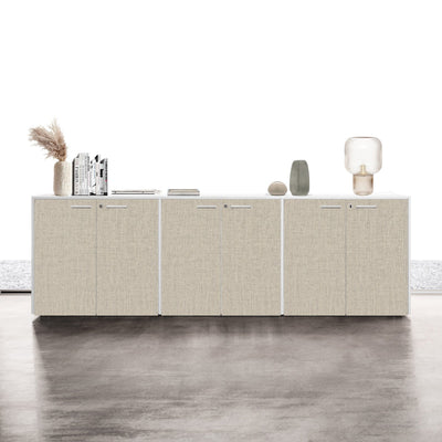 Contenitore ufficio con struttura colore grigio e ante battenti in melaminico cm. 270x43x87h