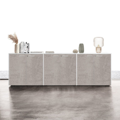 Contenitore ufficio con struttura colore grigio e ante battenti in melaminico cm. 270x43x87h