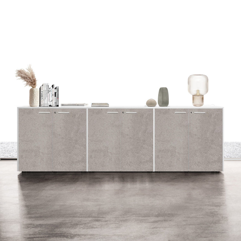 Contenitore ufficio con struttura colore grigio e ante battenti in melaminico cm. 270x43x87h