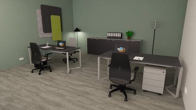 Contenitore ufficio con struttura colore grigio e ante battenti in melaminico cm. 270x43x87h