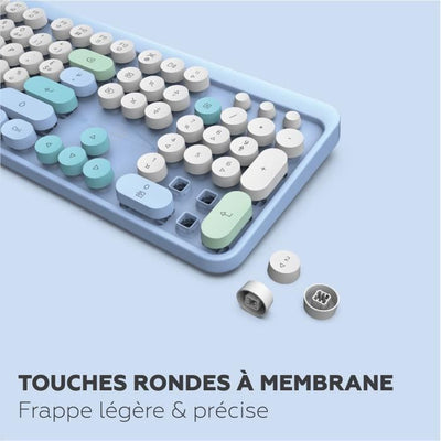 Combo tastiera + mouse wireless - MOBILITY LAB - Colore puro - Blu - Design ergonomico - Digitazione discreta