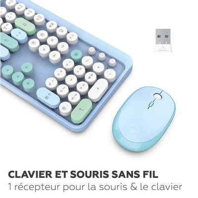 Combo tastiera + mouse wireless - MOBILITY LAB - Colore puro - Blu - Design ergonomico - Digitazione discreta