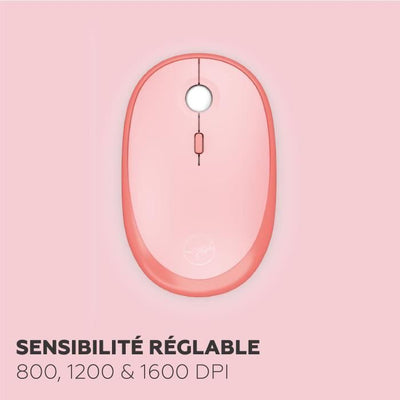 Combo tastiera + mouse wireless - MOBILITY LAB - Colore puro - Rosa - Design ergonomico - Digitazione discreta