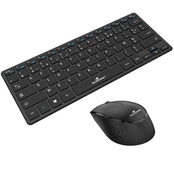 Tastiera wireless e pacchetto mouse - BlueStork - No./fr - Ultra Compact - Black Pack