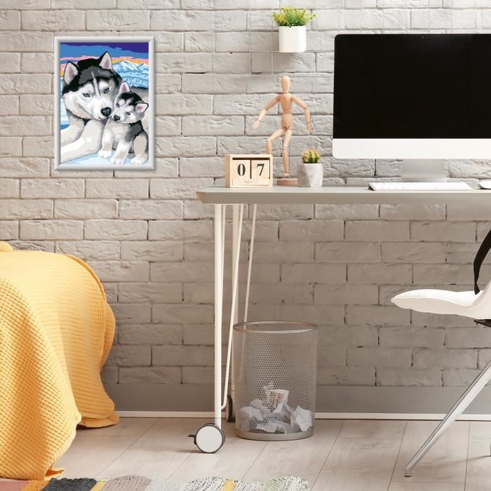 CreArt Kids 18x24cm Dolci baci di Husky, Kit di pittura con i numeri, Numero d&