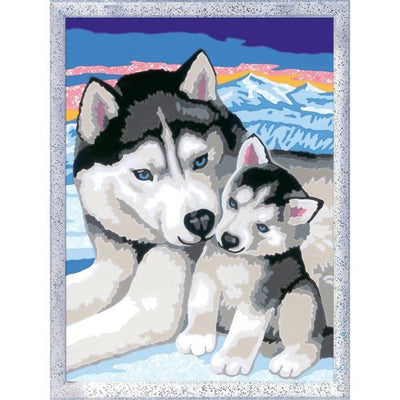 CreArt Kids 18x24cm Dolci baci di Husky, Kit di pittura con i numeri, Numero d'arte, Età 7+, 25829, Ravensburger