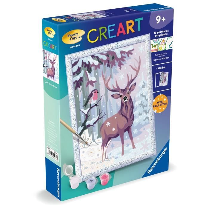 CreArt Kids 18x24cm Romantic Deer, Kit di pittura con i numeri, Numero d&