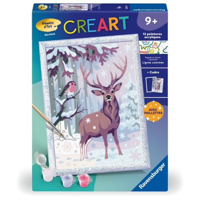 CreArt Kids 18x24cm Romantic Deer, Kit di pittura con i numeri, Numero d&
