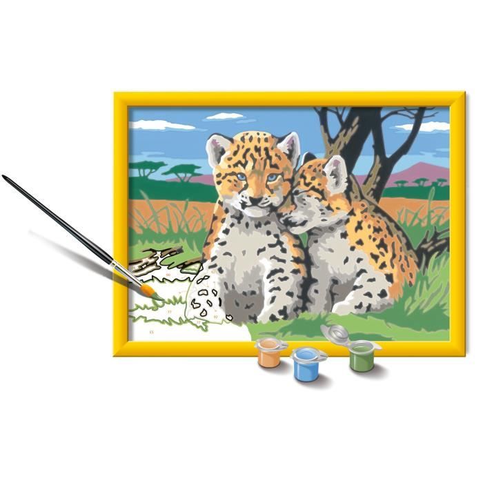 CreArt Kids 18x24cm Piccoli leopardi, Kit di pittura con i numeri, Età 9+, 25832, Ravensburger