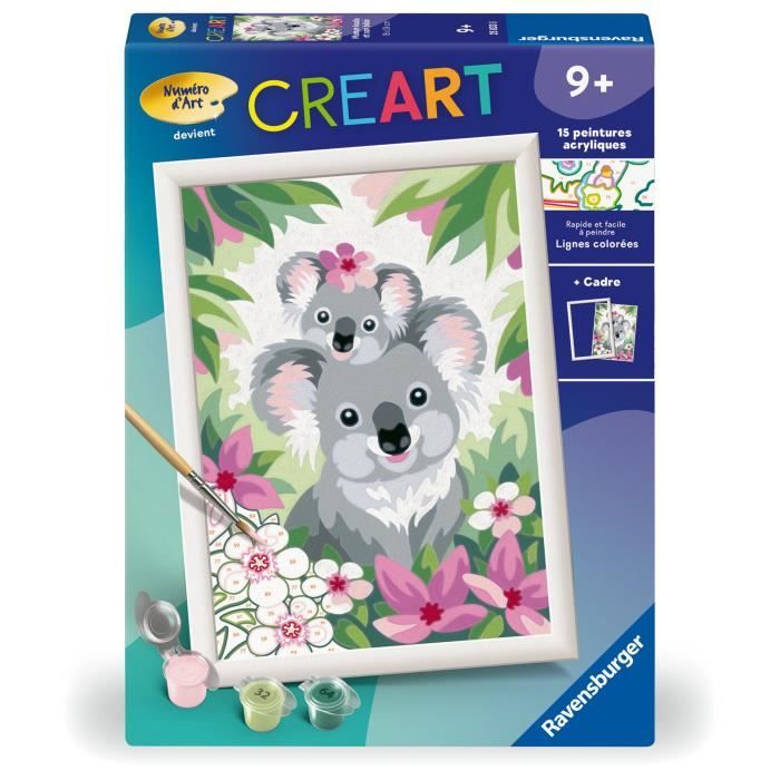 CreArt Kids 18x24cm Koala mamma e bambino, kit da dipingere con i numeri, numeri d&