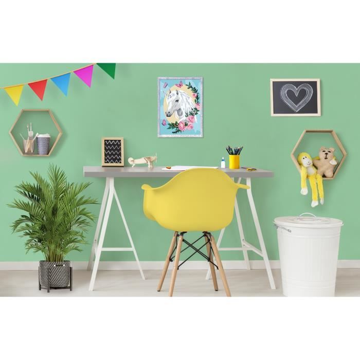 CreArt Kids 18x24cm Unicorno fiorito, età 9+, Kit di pittura con i numeri, Numero d&