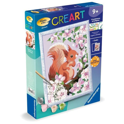 CreArt Kids 18x24 cm Scoiattolo in primavera, Kit da dipingere con i numeri, dai 9 anni in su, 25837, Ravensburger