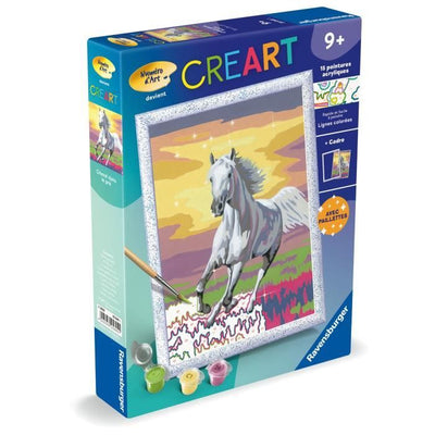 CreArt Kids 18x24 cm Cavallo nel prato, Kit da dipingere con i numeri, Numero d'arte, Dai 7 anni in su, 25845, Ravensburger