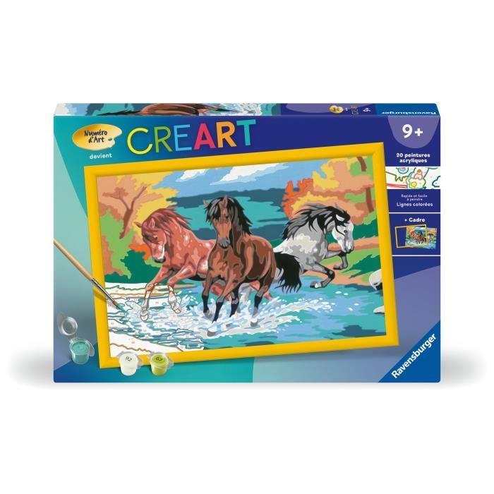 CreArt Kids 31x21cm Mandria di cavalli, Kit di pittura con i numeri, Numero d&